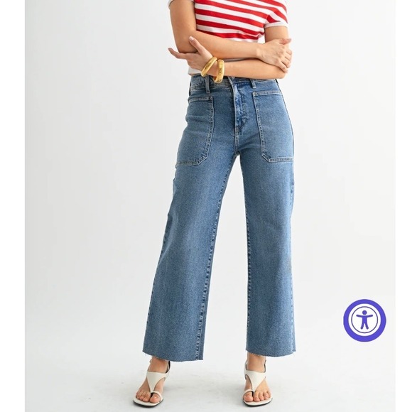 Just Black Denim Denim - Just Black Denim The Nautical Wide Leg Size 28 Patch Pockets Blue Denim